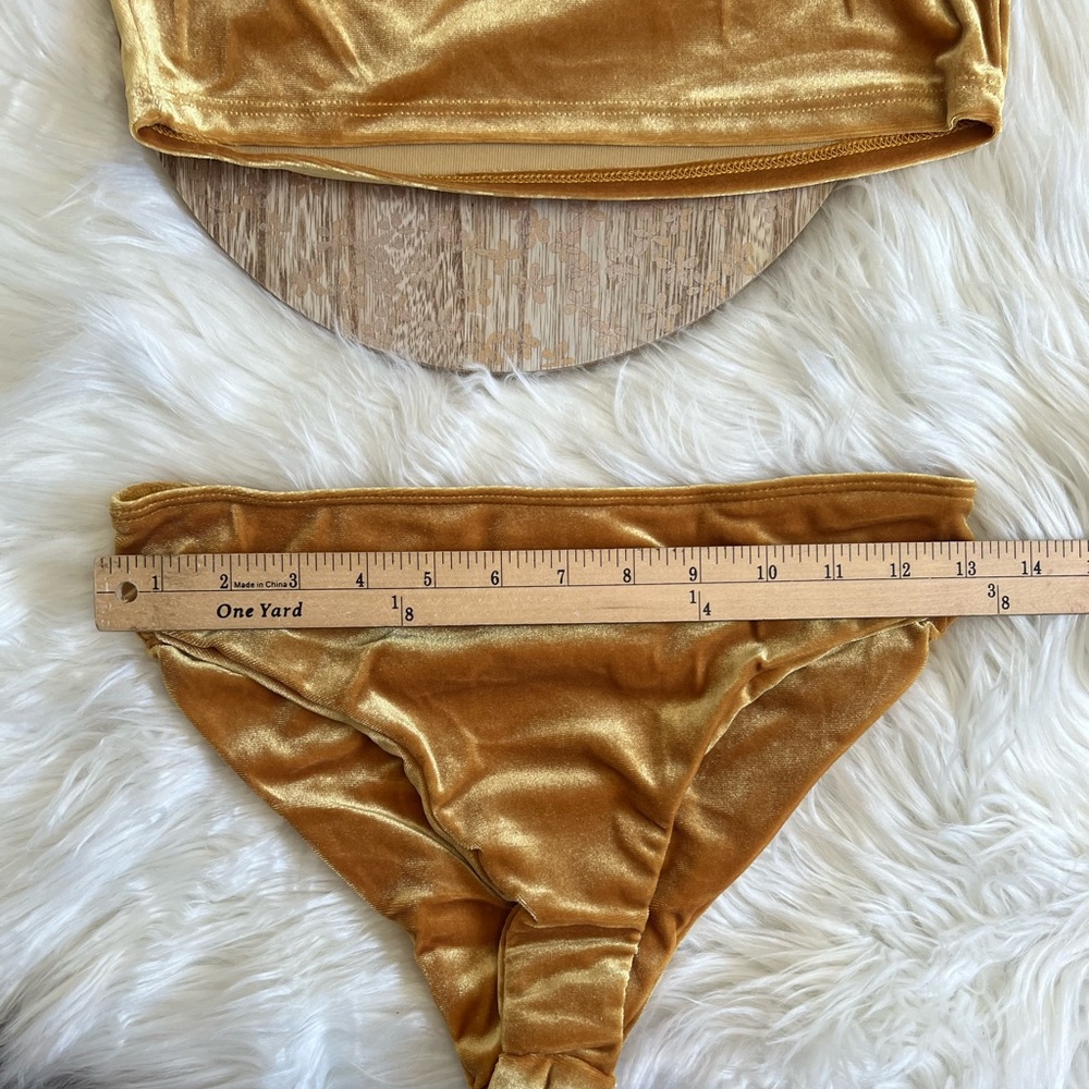NWT Better Be Women’s Velvet Off The Shoulder 2 Piece Bathing Suit SZ L🌊💛 - Picture 11 of 11
